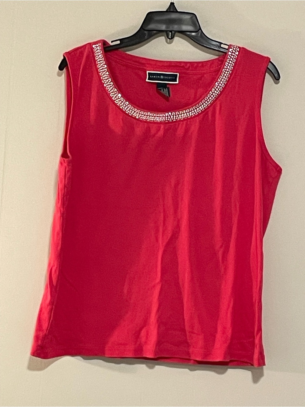 Karen Scott Red Sleeveless Jewel-Trim Scoop Neck Tank. Item # 11537